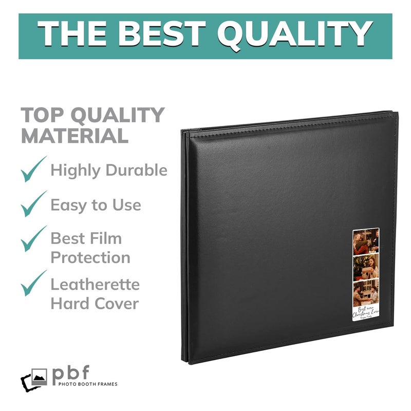 pbf PHOTO BOOTH FRAMES pbf 12x12 Photo Album, Guest Book with Photo Insert, Black Scrapbook with Plastic Sleeves & White Pages, Memory Book, Wedding Scrapbook - Image 4